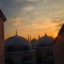 View of the Blue Mosque from a window in the Hagia Sophia